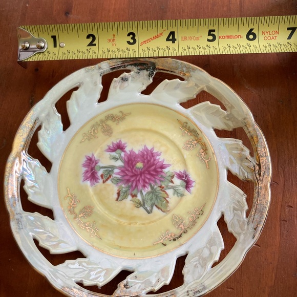 Vintage Japan Pink Dahlia Floral Saucer Plate - 1972 - Picture 7 of 9